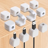 cheap Cable Organizer-12 Pieces Magnetic Cable Organizer Clips – Compact Cord Holders for USB, Type-C, Lightning – Desk Wire Management Cubes