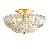 olcso Mennyezeti lámpák-sárgaréz mennyezeti lámpa 30cm e14 3 fényes mennyezeti lámpatest üvegernyővel vintage otthoni bejárat süllyesztett mennyezeti lámpa mennyezethez közeli lámpatestek 110-240v