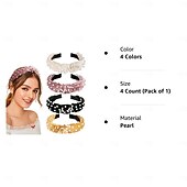 abordables Accessoires de coiffure-bandeaux de perles pour femmes, bandeau de perles antidérapants, larges nœuds supérieurs, bandeau noir, blanc, or rose avec perles, accessoires de cheveux pour femmes et filles, cadeaux quotidiens de