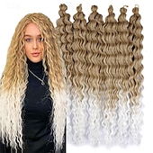 levne Clip in Extensions-latinskoamerické háčkované vlasy 14 palců 18 palců 22 palců 6ks / balení havajská kudrna hluboké vlnění háčkované vlasy ocean wave syntetické vlasy cop háčkování prodlužování vlasů