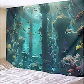 お買い得  オーシャンビーチのタペストリー-潜水艦キャビン海中タペストリー壁アート大型タペストリー壁画装飾写真の背景ブランケットカーテンホームベッドルームリビングルーム装飾