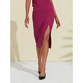 abordables jupe femme-ensemble jupe 2 pièces taille haute en tencel