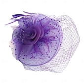 levne Svatební čelenka-Fascinátory Klobouky Doplňky do vlasů Organza Se širší krempou Cylindr Závojový klobouk Dostih koktejl Elegantní Vinobraní S Peří Mašličky Přílba Pokrývky Hlavy