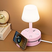 abordables electrodomésticos-Portalámparas de escritorio, lámpara de escritorio LED, luz de noche junto a la cama con enchufe que se puede utilizar en múltiples funciones. 3 tipos de luces ajustables. 3 * enchufe 2 * interfaz usb