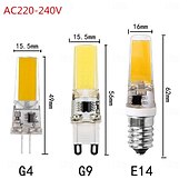 זול נורות דו-פיניות לד-10 יחידות g4 g9 נורת led e14 220-240v cob תאורת led מחליפה מנורת נברשת הלוגן 50w