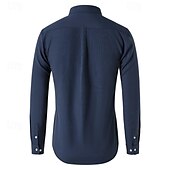 preiswerte Button-Down-Hemden für Herren-Herren Hemd Sommerhemd Knopfhemd Lässiges Hemd Schwarz Weiß Marineblau Blau Grau Langarm Glatt Umlegekragen Festtage Urlaub Button-Down Bekleidung Modisch Brautkleider schlicht Komfortabel