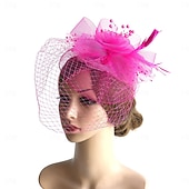 levne Svatební čelenka-Fascinátory Klobouky Doplňky do vlasů Organza Se širší krempou Cylindr Závojový klobouk Dostih koktejl Elegantní Vinobraní S Peří Mašličky Přílba Pokrývky Hlavy