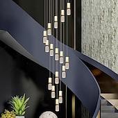זול אורות תקרה ניתנים לעמעום-אור נברשת led, גרם מדרגות קריסטל מתכת מסתובב נברשת ארוכה, מודרני, פשוט ויוקרתי, מתאים לוילות, בנייני דופלקס, לופטים, דירות וטרסות, ניתנת לחיל 110-240 v