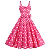 economico Vestiti-Retrò Vintage Anni 1950 Rockabilly Vestito Abito Swing Pois Per donna Carnevale Mascherata Abbigliamento quotidiano Adulti Vestito Abiti per il ritorno