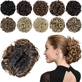 abordables Chignons-postiche chignon bouton de rose extensions de chignon bouclés chouchou chignon peignes synthétiques en chignon désordonné morceau de cheveux pour femmes blonde naturelle