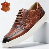abordables Baskets en cuir haut de gamme-Homme Basket Baskets habillées Cuir Cuir de vachette pleine fleur italien Antidérapantes Lacet Noir Marron