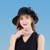 preiswerte Partyhut-Hüte Organza Tee-Party Kentucky Derby Elegant Mit Blumig Kopfschmuck Kopfbedeckung