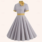 ieftine Rochii-Retro / vintage 1950 rockabilly Miezul zilei Rochii Rochie leagăn Rochie Flare Tartan / Carouri cadrilat Umbrelă Pentru femei Mascaradă Mascaradă Dată Petrecerea Burlăcițelor Adulți Rochie Rochii de