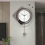 baratos Decoração de Parede-Design moderno relógio de parede grande balanço sala de estar relógios 3d simples pendurado horologe decoração de casa relógio de parede 49*73cm 55*80cm 40*60cm