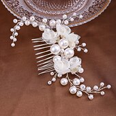abordables Tocado de Boda-Peines de pelo Vestimenta de Cabeza Perla Artificial Legierung Boda cóctel Lujo Retro Con Perlado Artificial Lazo Celada Sombreros