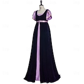 cheap Dresses-Medieval Regency Period Chemise OverDress Viking Color Block Fancy Dress Women's Royal Carnival Masquerade Dailywear Adults Dress Gloves Waist Belt