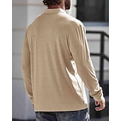 preiswerte Klassisches Poloshirt für Herren-Herren Poloshirt aus Baumwolle Golfhemd Arbeit Casual Kargen Langarm Basic Modern Glatt Taste Tasche Frühling &amp; Herbst Regular Fit Dunkelrot Wein Aprikose Dunkelgrau Wasserblau Schwarz Poloshirt aus