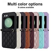 voordelige Samsung-hoesje-telefoon hoesje Voor Samsung Galaxy Z-flip 6 Z Flip 5 Z Flip 4 Z Flip 3 Achterkant met draagkoord met polsband Schokbestendig Retro TPU PU-nahka
