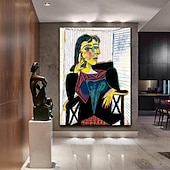 preiswerte Berühmte Meisterwerke-Pablo Picasso-Gemälde, handgemaltes Rahmenporträt von Dora Maar, sitzendes Gemälde, handgefertigt, Pablo Picasso-Ölgemälde, handgemalt, vertikale abstrakte Menschen, klassisch, modern