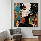 abordables Peintures portraits-peint à la main abstrait visage humain palette peinture toile faite à la main art belle femme abstraite couteau à palette peinture art mural femme texture peinture à l&#039;huile