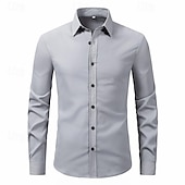 preiswerte Bügelfreie Herrenhemden-Herren Hemd Sommerhemd Freizeithemd Strandhemd Knopfhemd Schwarz Weiß Rosa Wein Marineblau Langarm Einfach Revers Urlaub Hawaiianisch Button-Down Bekleidung Polyester Mode Lässig Bequem