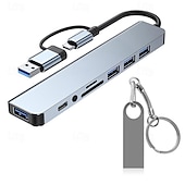 abordables Periféricos de ordenador-Estación de acoplamiento de 8 en 2 concentradores con conjunto de combinación de unidad flash USB
