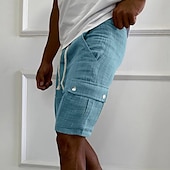 abordables Classique-Homme Short Cargo Short Cordon Taille elastique Multi poche Plein Vestimentaire Court Extérieur du quotidien Sortie Mode Classique Noir Jaune