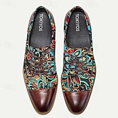 cheap Elemental Dress Shoes-Men&#039;s Retro Floral Jacquard Fabric Oxford Shoes with Leather Accents - Casual and Formal Occasions