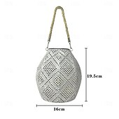 abordables Éclairage paysager-lampe d&#039;extérieur solaire lanterne creuse imperméable corde de chanvre lampe d&#039;art en fer imitation tissu motif lampe de cour pour décor de scène, décor de festivals