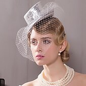 billige Partyhatter-pannebånd hatter hodeplagg tyll nonwoven bowler / cloche lue tallerken hatt topp hatt bryllup teselskap elegant britisk med ansiktsslør hodeplagg hodeplagg