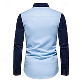 economico camicia da uomo con bottoni-Per uomo Camicia Camicia Estiva Camicia casual Camicia da Spiaggia Camicia con Bottoni Vino Blu Kaki Manica Lunga Blocco di colori Colletto alla coreana Vacanza Ferie Bottonato Abbigliamento