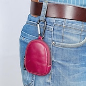 お買い得  メンズバッグ-男性用 女性用 ウォレット 小銭入れ 牛革 クリスマス バレンタイン ジッパー ライトウェイト 耐久 純色 ライトブラウン ダークブラウン ブラック