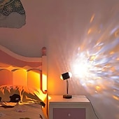 economico Lampada proiettore tramonto-lampada da notte a led con effetto increspatura dell&#039;acqua, atmosfera rgb con telecomando, proiezione arcobaleno al tramonto per soggiorno, camera da letto, comodino, doppia testa, lampada da tavolo moderna 1 pz