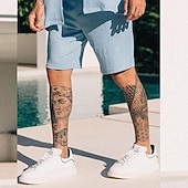 cheap Men's Button Up Shirts-Men's Shirt Shirt Set Summer Shirt Button Up Shirt Casual Shirt Beach Shirt Black Blue Green Short Sleeve Plain Camp Collar Holiday Vacation 2 Piece Clothing Apparel Fashion Casual Comfortable
