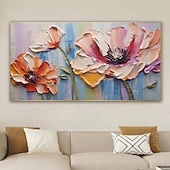 preiswerte Blumen-/Botanische Gemälde-Großes Pflaumenblüten-Ölgemälde, handgemalte rosa Blumen, Leinwand-Wandkunst, dicke Textur, Palettenmesser-Gemälde, Nachttisch-Kunst, Jubiläumsgeschenk, Heimdekoration