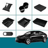billiga Förvaring till bilen-6 st för tesla modell 3 modell y förvaringsbox mittarmstöd dold box mugghållare interiör arrangör biltillbehör