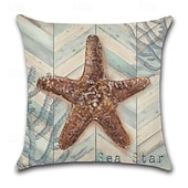 cheap Animal Style-6PCS Marine Life Double Side Cushion Cover 6PC Linen Soft Decorative Square Throw Pillow Cover Cushion Case Pillowcase for Sofa Bedroom Superior Quality Machine Washable