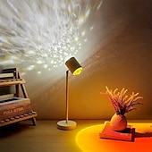 economico Lampada proiettore tramonto-lampada da notte a led con effetto increspatura dell&#039;acqua, atmosfera rgb con telecomando, proiezione arcobaleno al tramonto per soggiorno, camera da letto, comodino, doppia testa, lampada da tavolo moderna 1 pz
