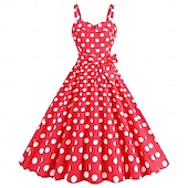 economico Vestiti-Retrò Vintage Anni 1950 Rockabilly Vestito Abito Swing Pois Per donna Carnevale Mascherata Abbigliamento quotidiano Adulti Vestito Abiti per il ritorno
