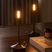 economico Lampade da tavolo-Lampada da tavolo senza fili in alluminio touch a forma di candela con dimmer touch di tipo C ricaricabile lampada da tavolo per interni camera da letto soggiorno decorazione