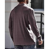 preiswerte Klassisches Poloshirt für Herren-Herren Poloshirt aus Baumwolle Golfhemd Arbeit Casual Kargen Langarm Basic Modern Glatt Taste Tasche Frühling &amp; Herbst Regular Fit Dunkelrot Wein Aprikose Dunkelgrau Wasserblau Schwarz Poloshirt aus