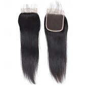 preiswerte 4 Bündel Echthaargewebe-knochenglatte Echthaarbündel mit Verschluss, 4x4-Spitzenverschlüsse mit Bündeln, brasilianische Haarwebartbündel mit Verschluss, Remy-Haar