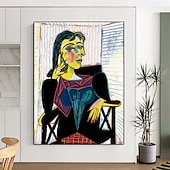 preiswerte Berühmte Meisterwerke-Pablo Picasso-Gemälde, handgemaltes Rahmenporträt von Dora Maar, sitzendes Gemälde, handgefertigt, Pablo Picasso-Ölgemälde, handgemalt, vertikale abstrakte Menschen, klassisch, modern