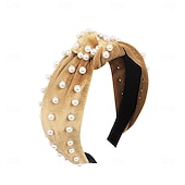 abordables Accessoires de coiffure-bandeaux de perles pour femmes, bandeau de perles antidérapants, larges nœuds supérieurs, bandeau noir, blanc, or rose avec perles, accessoires de cheveux pour femmes et filles, cadeaux quotidiens de