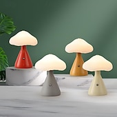 baratos Candeeiros de mesa-Lâmpada de cogumelo regulável portátil para quarto, lâmpada de cabeceira led com carregamento usb, luz noturna sem fio para decoração de casa