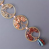 cheap Wall Accents-1pc Dream Catcher 7 Chakra Crystal Tree Of Life Wall Hanging Reiki Gemstone Dream Catchers Wall Hanger for Yoga Meditation Window Home Decor