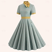 ieftine Rochii-Retro / vintage 1950 rockabilly Miezul zilei Rochii Rochie leagăn Rochie Flare Tartan / Carouri cadrilat Umbrelă Pentru femei Mascaradă Mascaradă Dată Petrecerea Burlăcițelor Adulți Rochie Rochii de