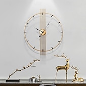 abordables Detalles para la pared-Reloj Reloj de Pared Redondo Reloj de Pared Decorativo de Cuarzo sin tictac Reloj para Sala de Estar Cocina Oficina en casa 60 cm