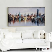 cheap Landscape Paintings-Large New York City Landscape painting hand painted Large urban art painting Urban Wall Art handmade New York Wall Art city art painting Hand-painted city painting