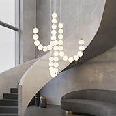 economico Luci a sospensione-lampada a sospensione a led, design a isola, lampada in vetro metallo creativa francese dal design unico, adatta per ville ed edifici duplex e scale, bianco caldo+bianco+luce neutra 110-120v 220-240v